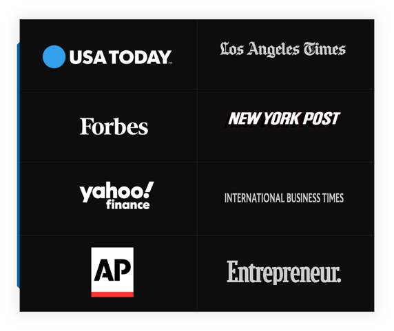 Media outlets in the NewsUSA distribution network: USA Today, Los Angeles Times, Forbes, New York Post, Yahoo Finance, International Business Times, AP and Entrepreneur